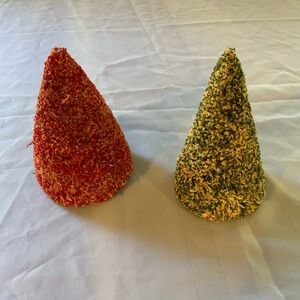 Festive Red and Green Cone Decorations. Trees for village